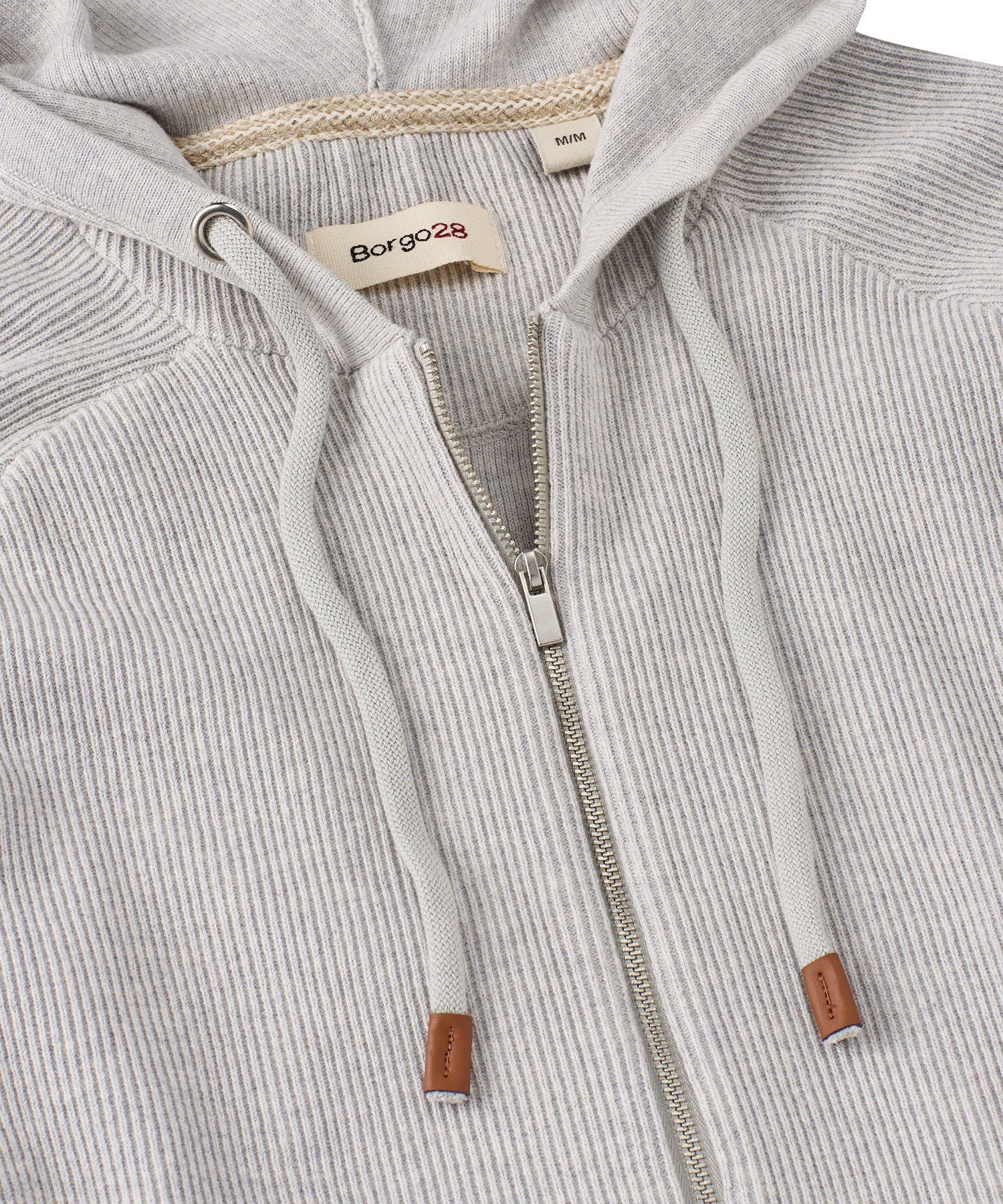 Cashmere Blend Raglan Sleeve Zip-Front Hoodie in Grey by Borgo28
