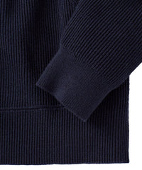 Cashmere Blend Raglan Sleeve Zip-Front Hoodie in Navy by Borgo28