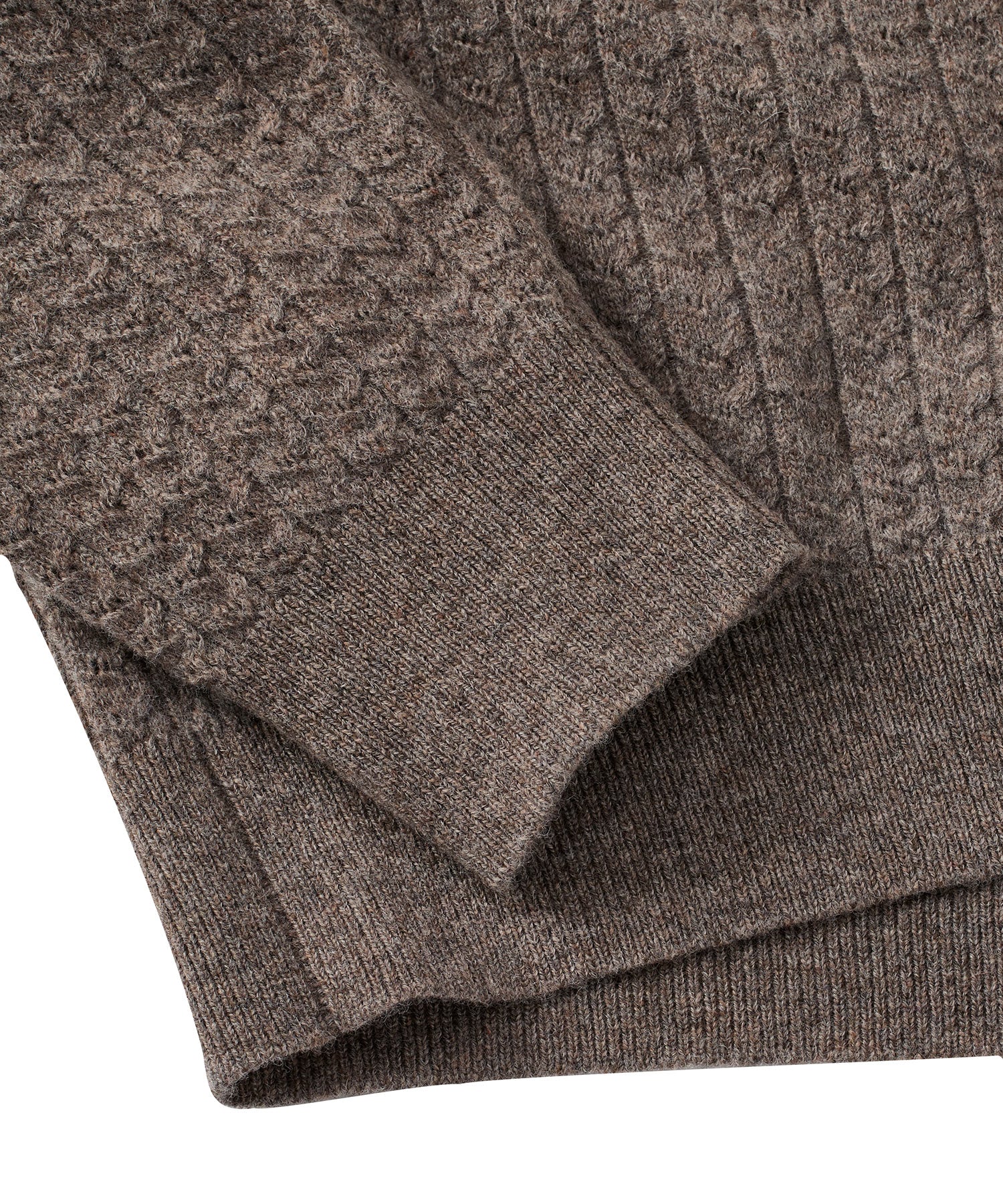 Fine Merino Wool Cable Knit V-Neck Sweater in Grey-Brown by Borgo28