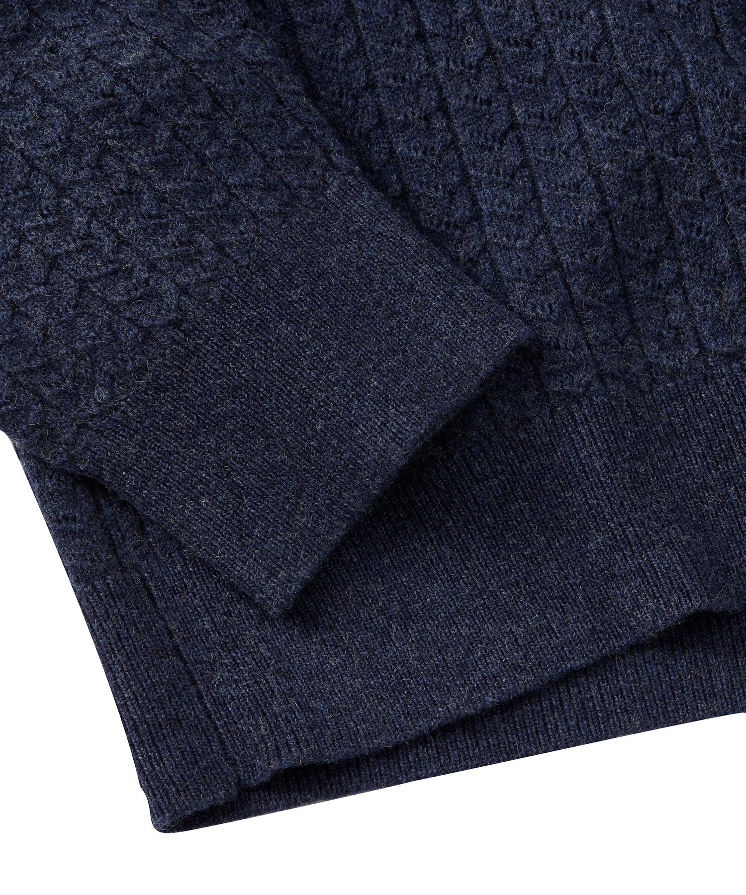 Fine Merino Wool Cable Knit V-Neck Sweater in Indigo by Borgo28