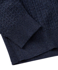 Fine Merino Wool Cable Knit V-Neck Sweater in Indigo by Borgo28