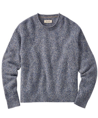 Extra Fine Merino Wool Raw Crew Neck Mouline Sweater in Blue by Borgo28