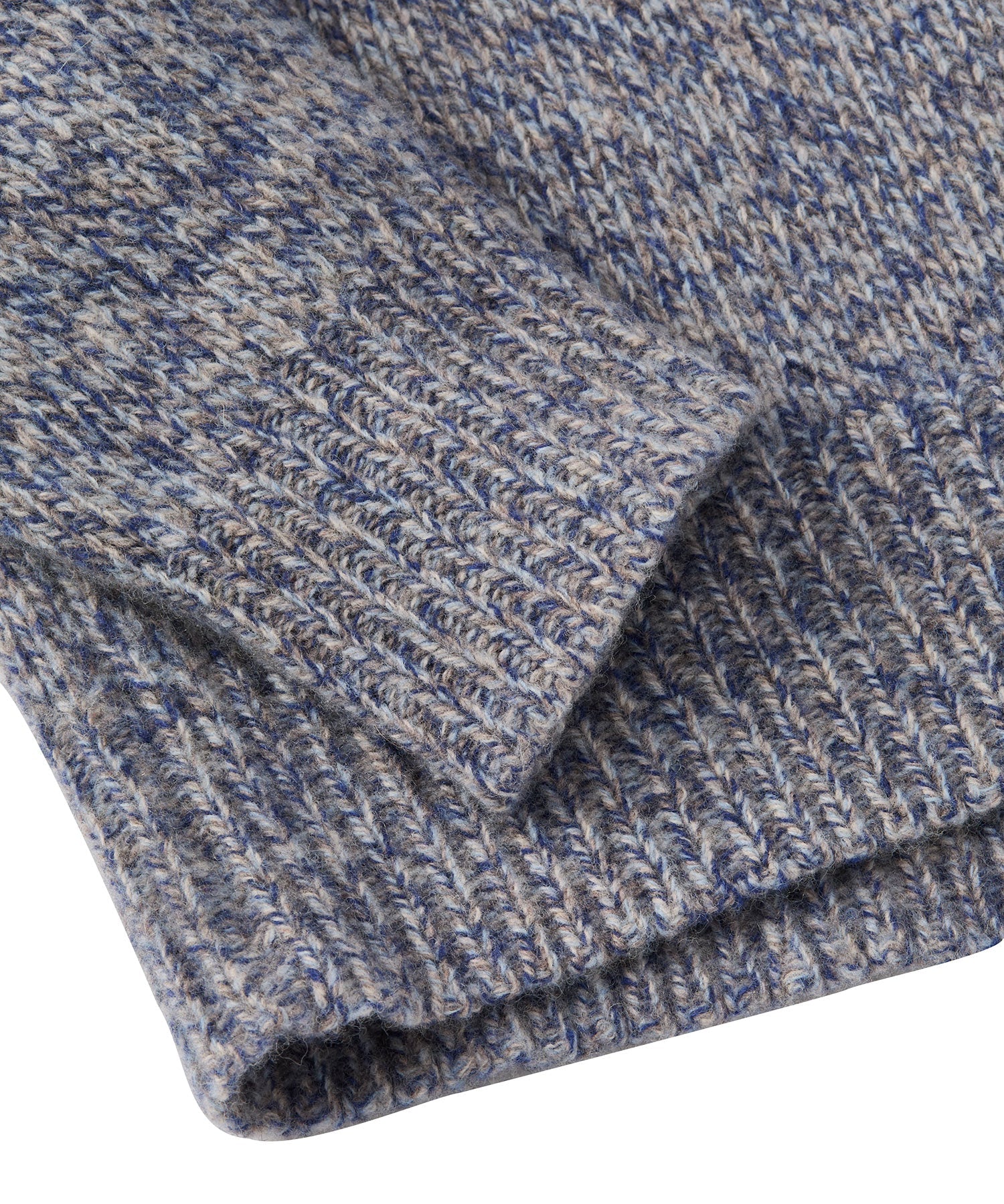 Extra Fine Merino Wool Raw Crew Neck Mouline Sweater in Blue by Borgo28