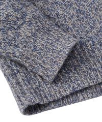 Extra Fine Merino Wool Raw Crew Neck Mouline Sweater in Blue by Borgo28