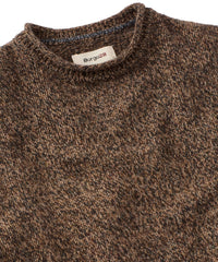 Extra Fine Merino Wool Raw Crew Neck Mouline Sweater in Brown by Borgo28