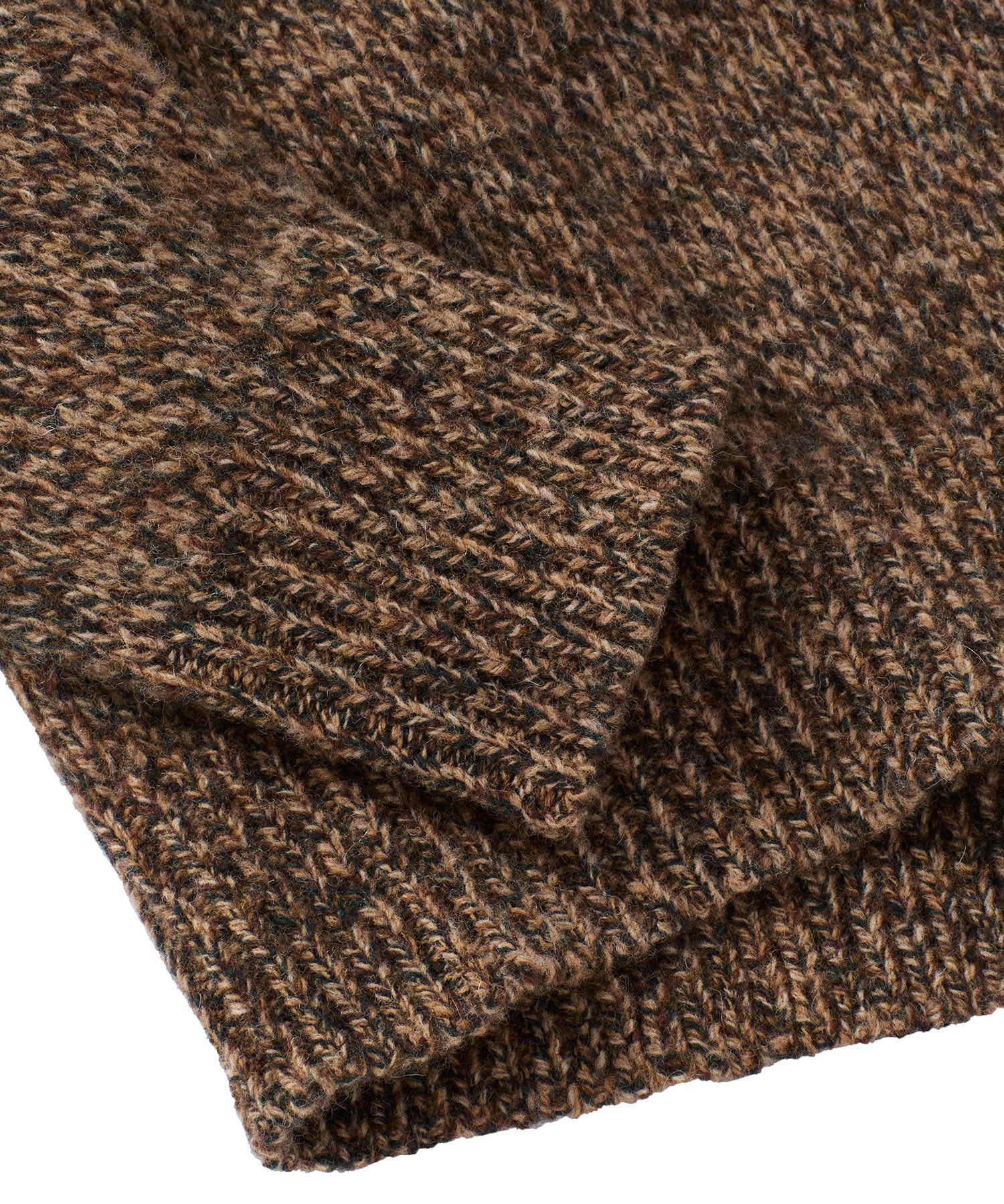 Extra Fine Merino Wool Raw Crew Neck Mouline Sweater in Brown by Borgo28