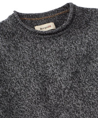 Extra Fine Merino Wool Raw Crew Neck Mouline Sweater in Charcoal by Borgo28