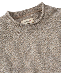 Extra Fine Merino Wool Raw Crew Neck Mouline Sweater in Stone by Borgo28