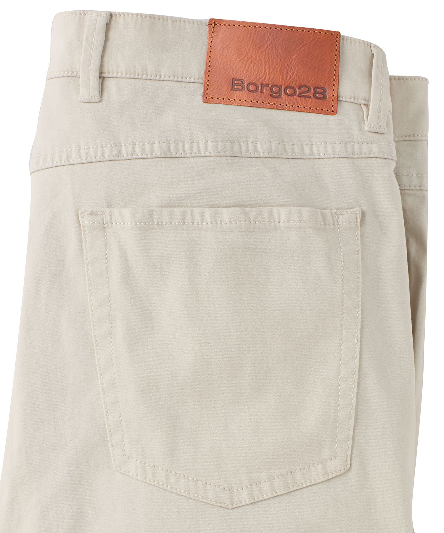 Cotton Sateen 5-Pocket Pant in Stone (Modern Straight Fit) by Borgo28