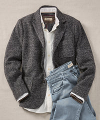 Soft Knit Wool-Blend Blazer in Charcoal by Borgo28
