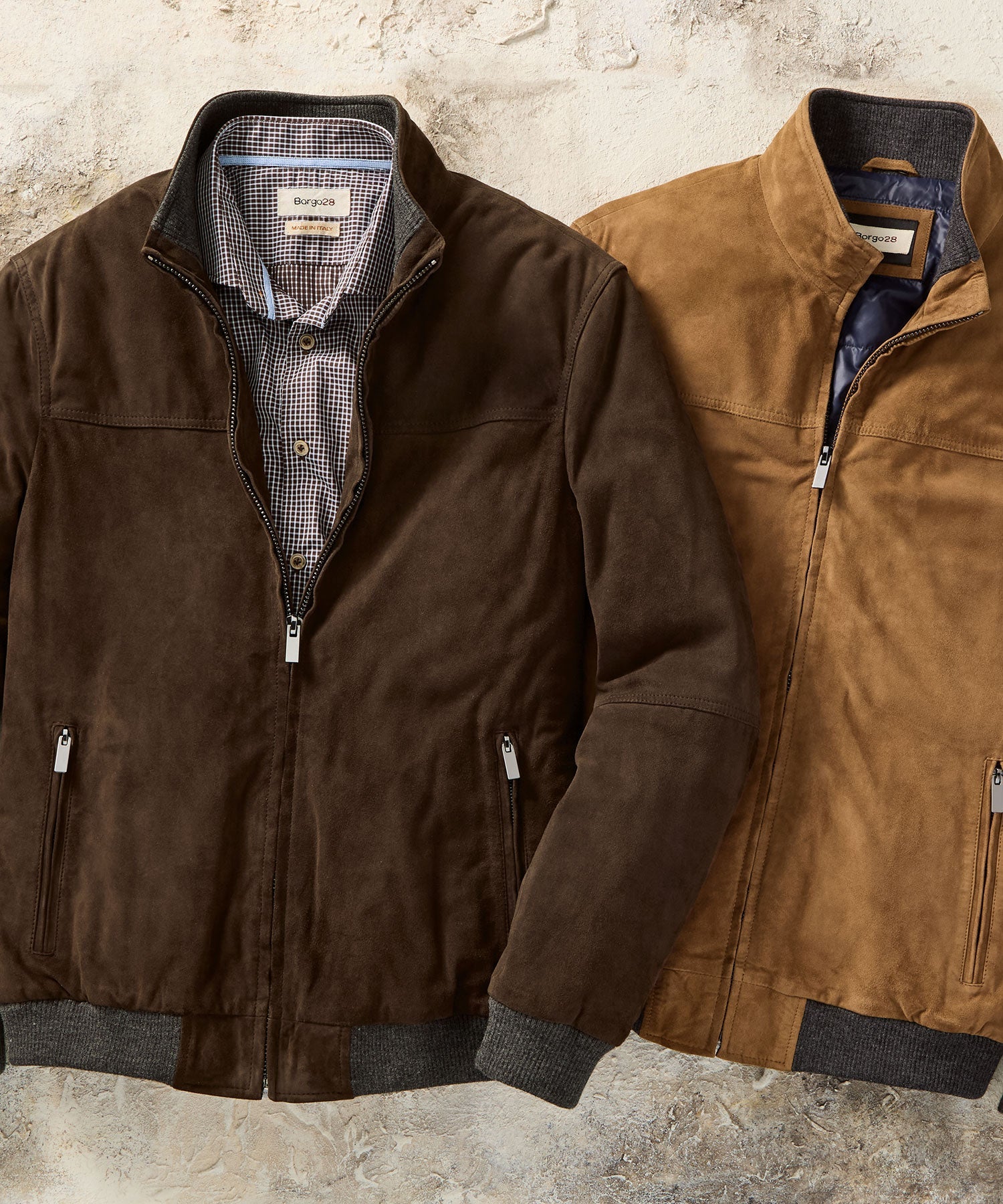 Suede Bomber Jacket in Tobacco by Borgo28