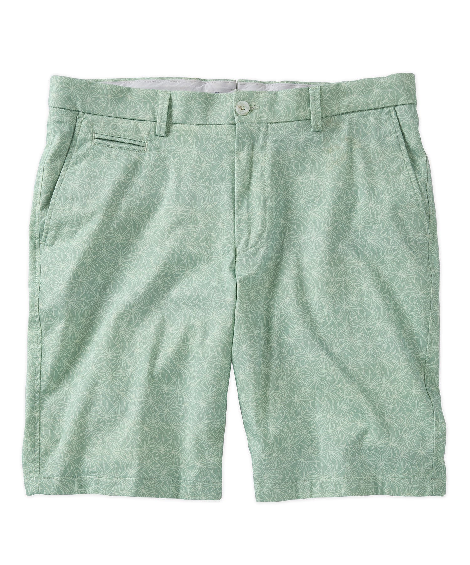 Tropical Leaf Print Lightweight Superfine Twill Shorts in Choice of Colors (College Modern Fit - 8" Inseam) by Ballin