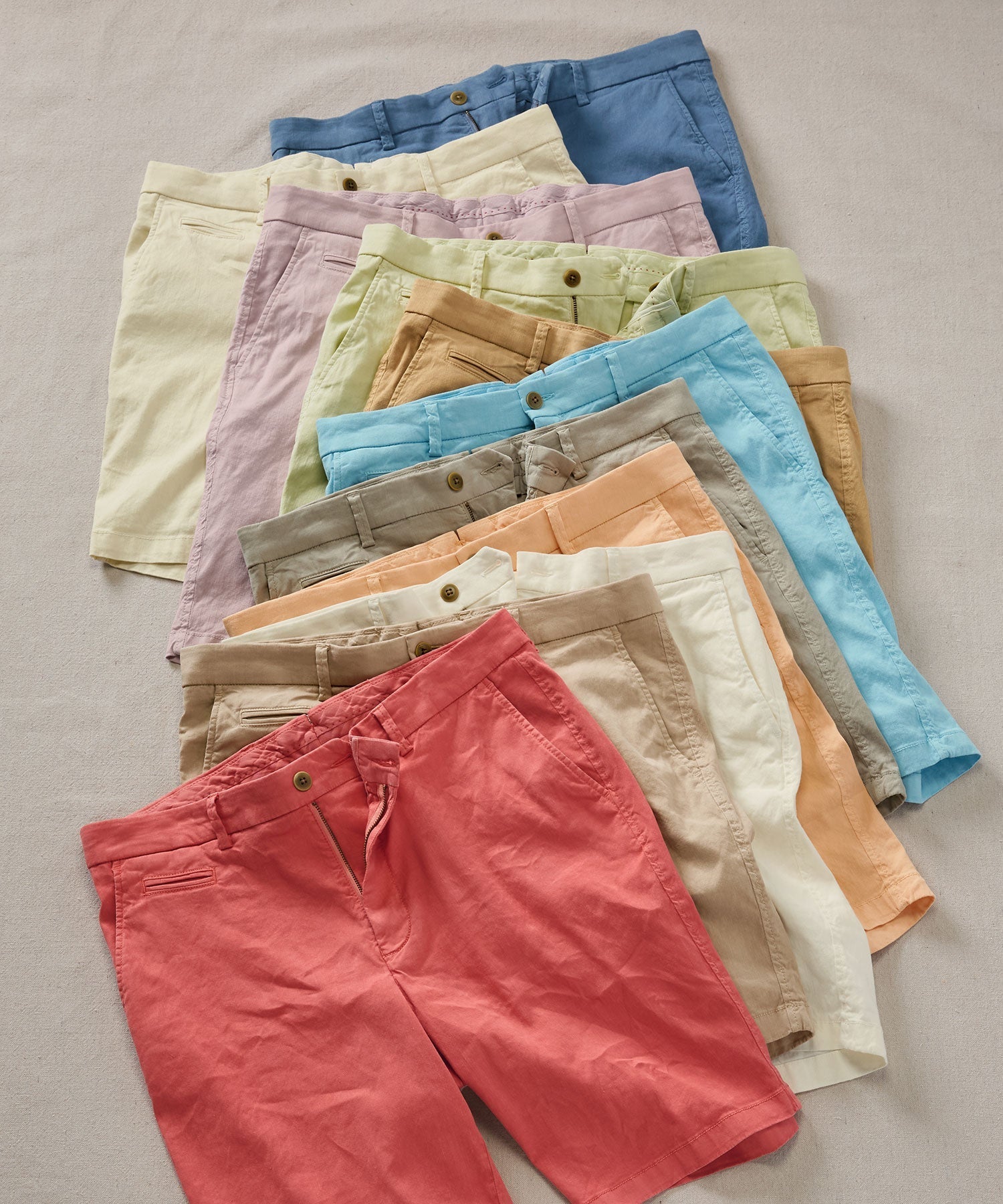 Linen and Cotton Stretch Garment Dyed Shorts in Choice of Colors (Drummond Traditional Fit) by Ballin