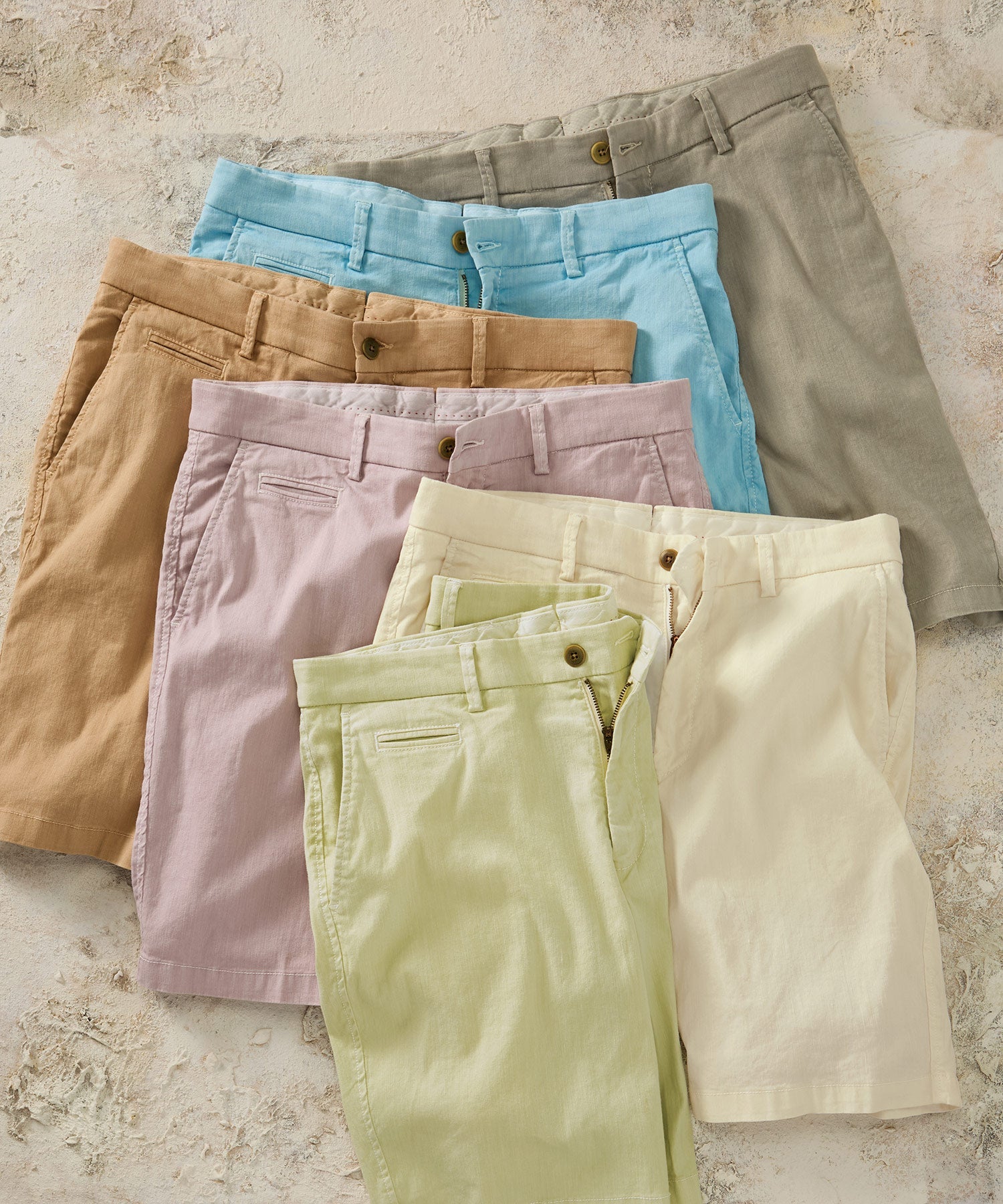 Linen and Cotton Stretch Garment Dyed Shorts in Choice of Colors (Drummond Traditional Fit) by Ballin