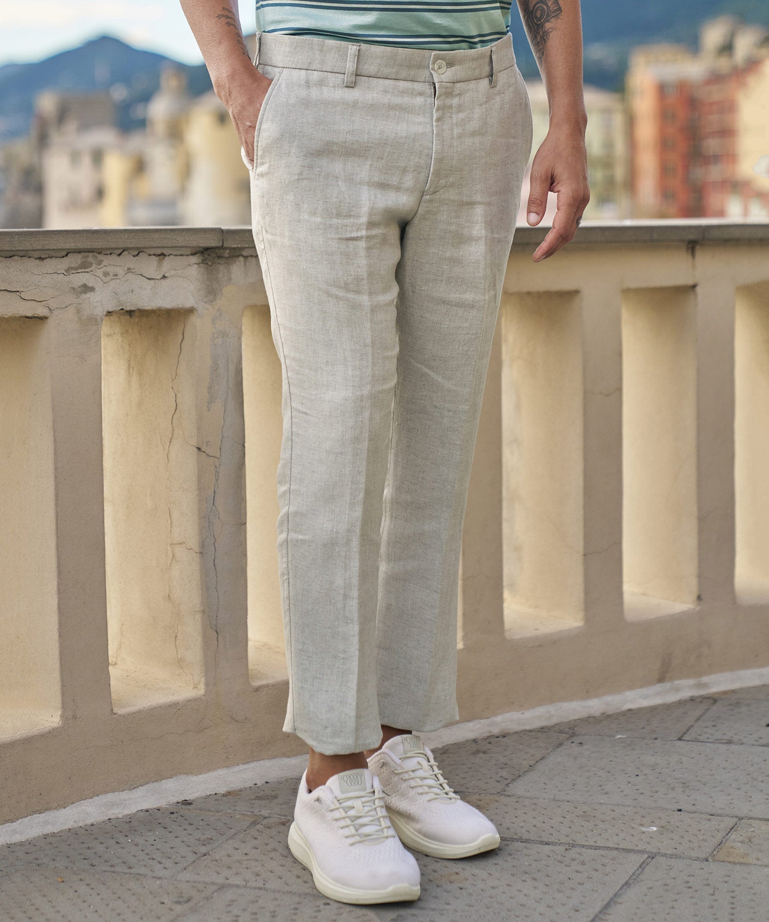 Délavé Linen Herringbone Pants in Choice of Colors (Mansfield Relaxed Fit) by Ballin