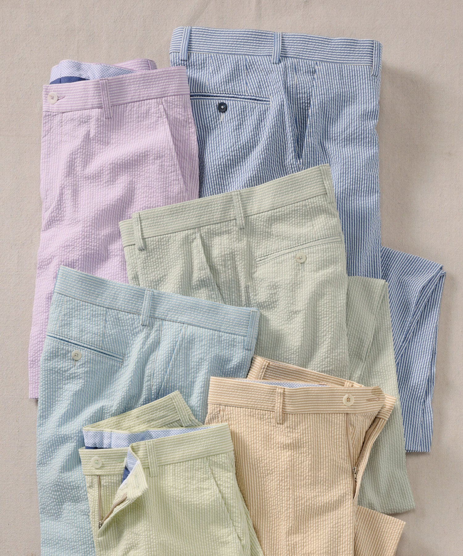 Seersucker Cotton Pants in Choice of Colors (Mansfield Relaxed Fit) by Ballin