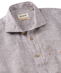 Mélange Linen Long Sleeve Sport Shirt in Brown by Borgo28