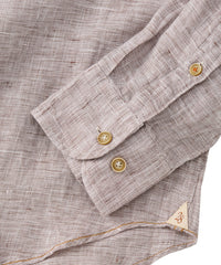 Mélange Linen Long Sleeve Sport Shirt in Brown by Borgo28