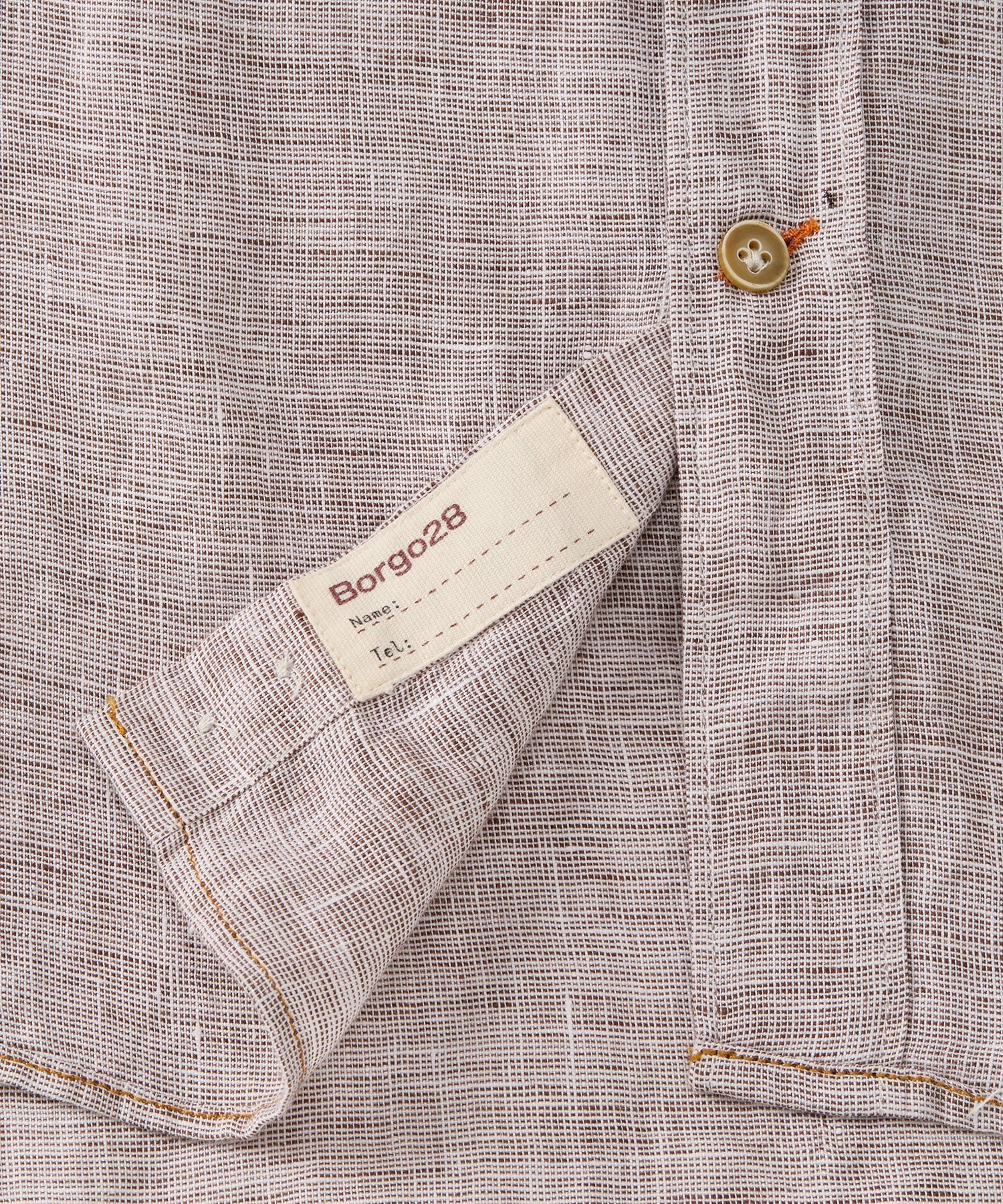 Mélange Linen Long Sleeve Sport Shirt in Brown by Borgo28