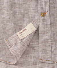 Mélange Linen Long Sleeve Sport Shirt in Brown by Borgo28