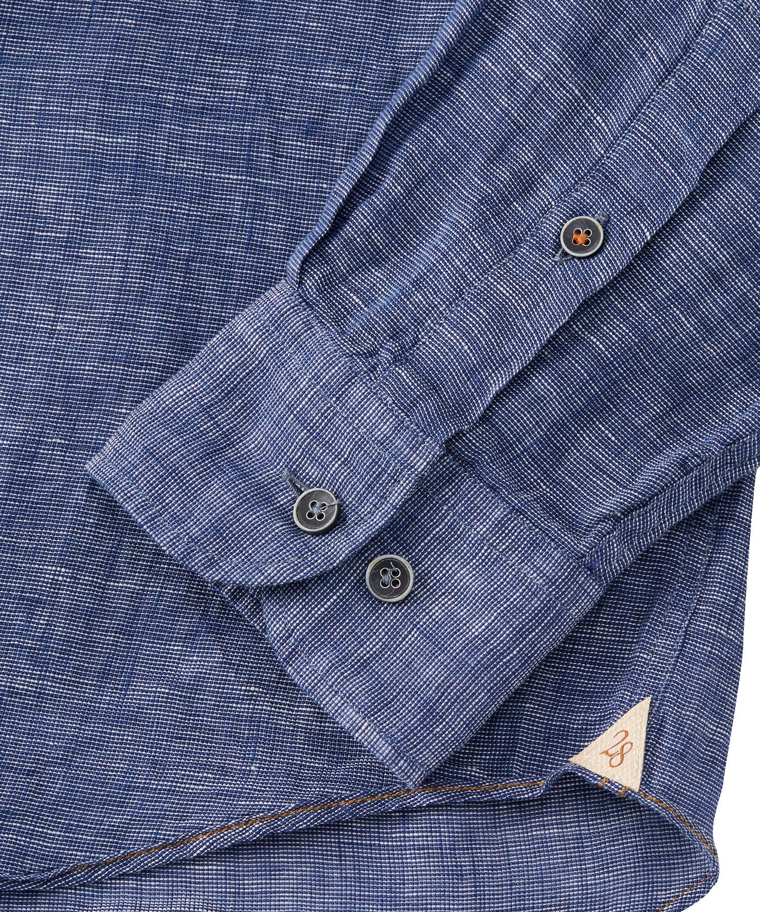 Mélange Linen Long Sleeve Sport Shirt in Navy by Borgo28