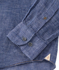 Mélange Linen Long Sleeve Sport Shirt in Navy by Borgo28