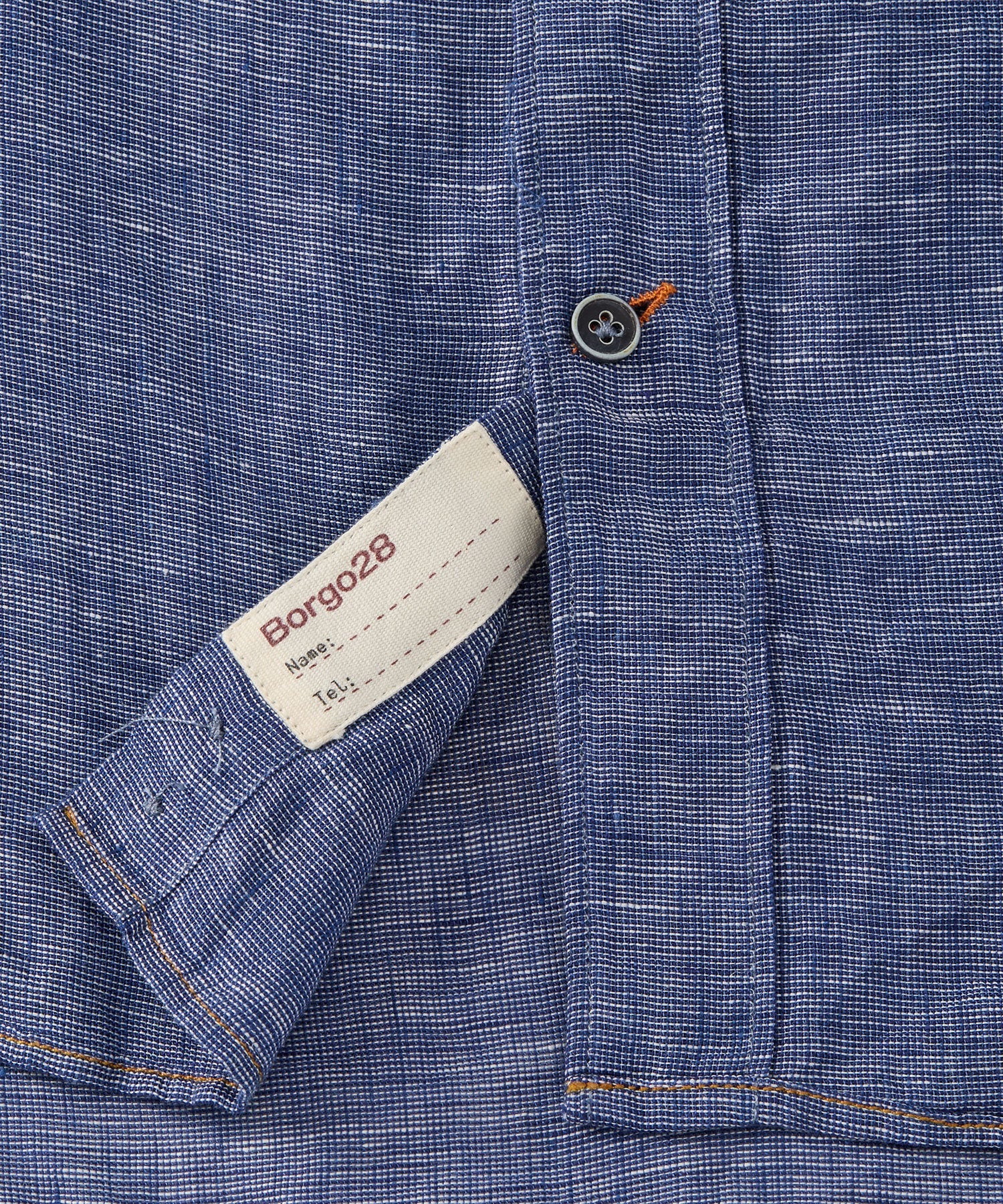 Mélange Linen Long Sleeve Sport Shirt in Navy by Borgo28