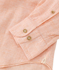 Mélange Linen Long Sleeve Sport Shirt in Orange by Borgo28