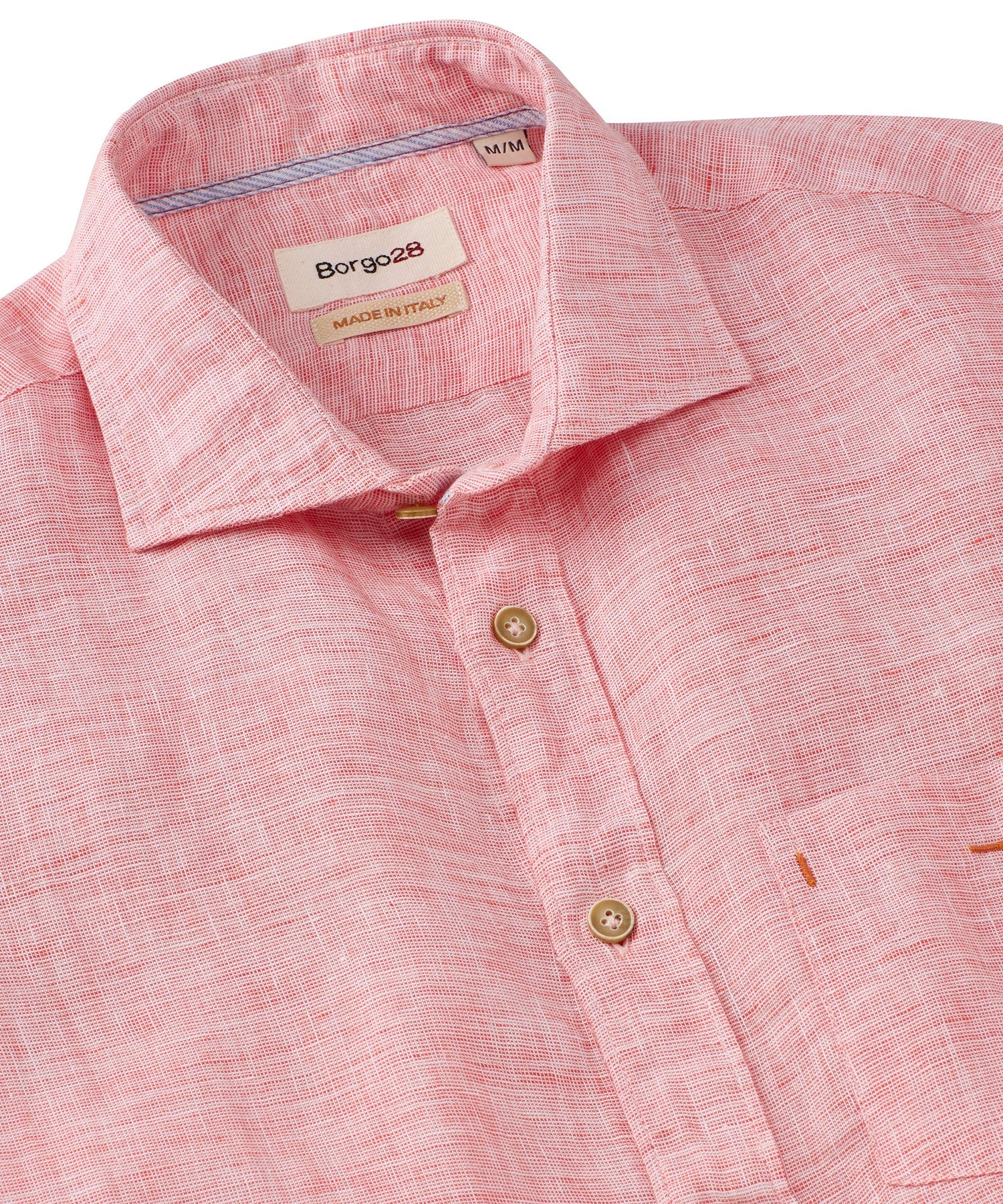 Mélange Linen Long Sleeve Sport Shirt in Red by Borgo28