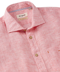Mélange Linen Long Sleeve Sport Shirt in Red by Borgo28