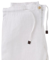 Pure Linen Drawstring Casual Shorts in White by Borgo28