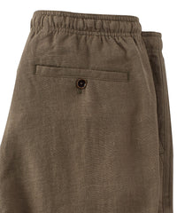 Pure Linen Drawstring Casual Shorts in Dark Olive by Borgo28