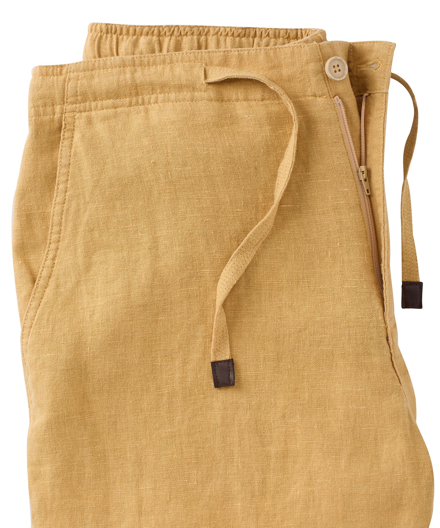 Pure Linen Drawstring Casual Shorts in Matte Gold by Borgo28