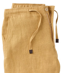 Pure Linen Drawstring Casual Shorts in Matte Gold by Borgo28