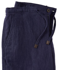 Pure Linen Drawstring Casual Shorts in Navy by Borgo28