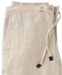 Pure Linen Drawstring Casual Pant in Natural by Borgo28