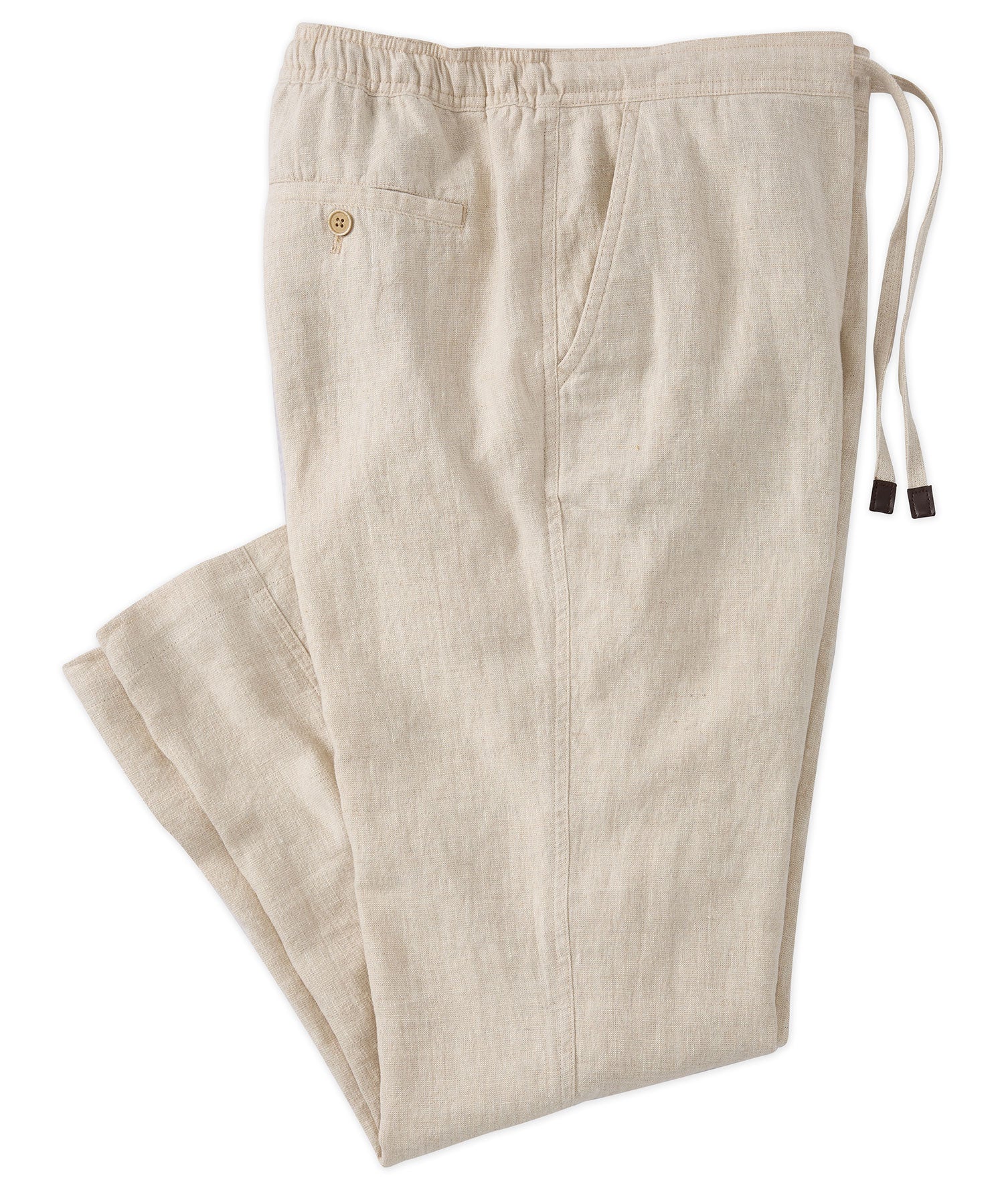 Pure Linen Drawstring Casual Pant in Natural by Borgo28