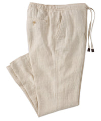Pure Linen Drawstring Casual Pant in Natural by Borgo28