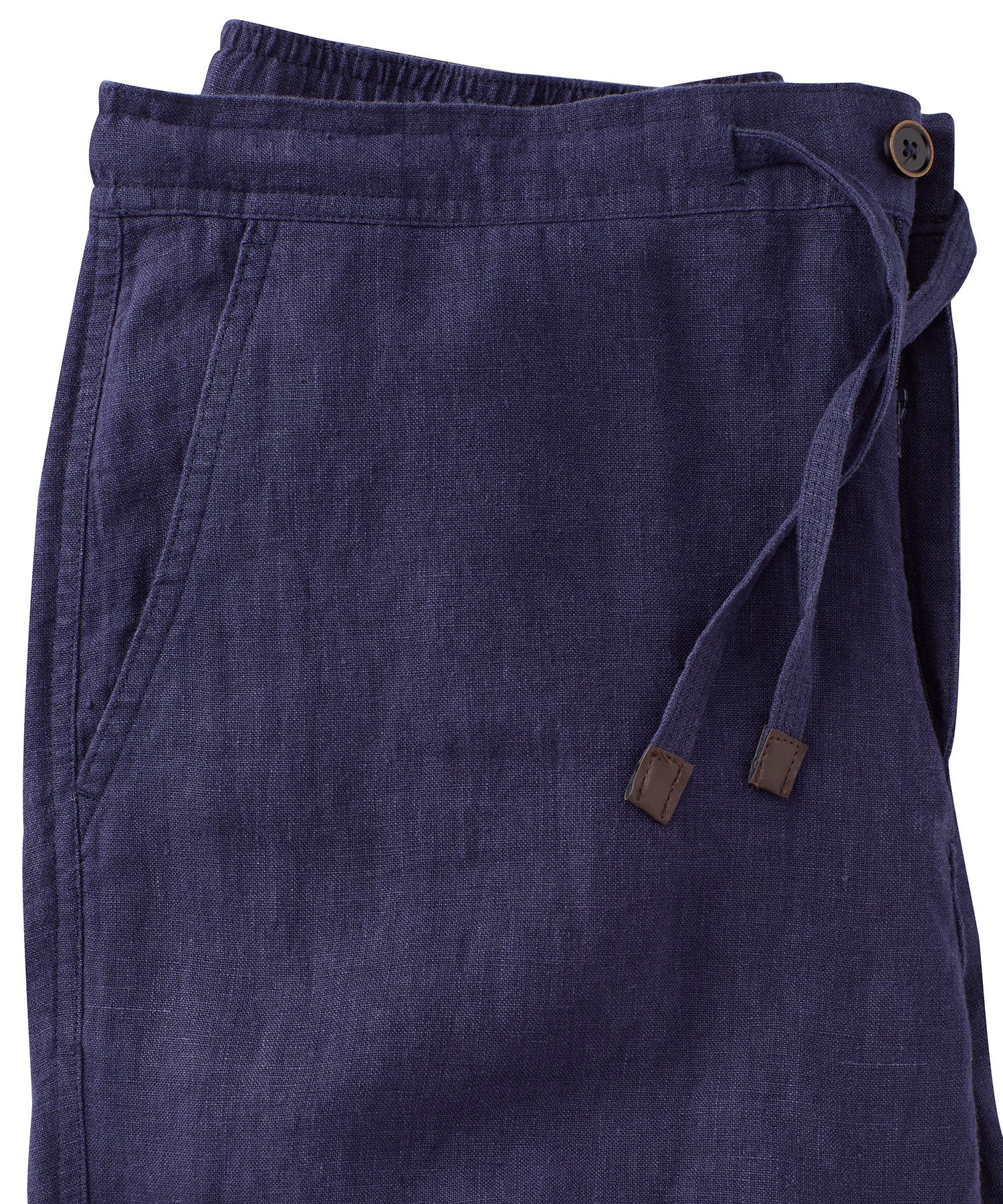 Pure Linen Drawstring Casual Pant in Navy by Borgo28