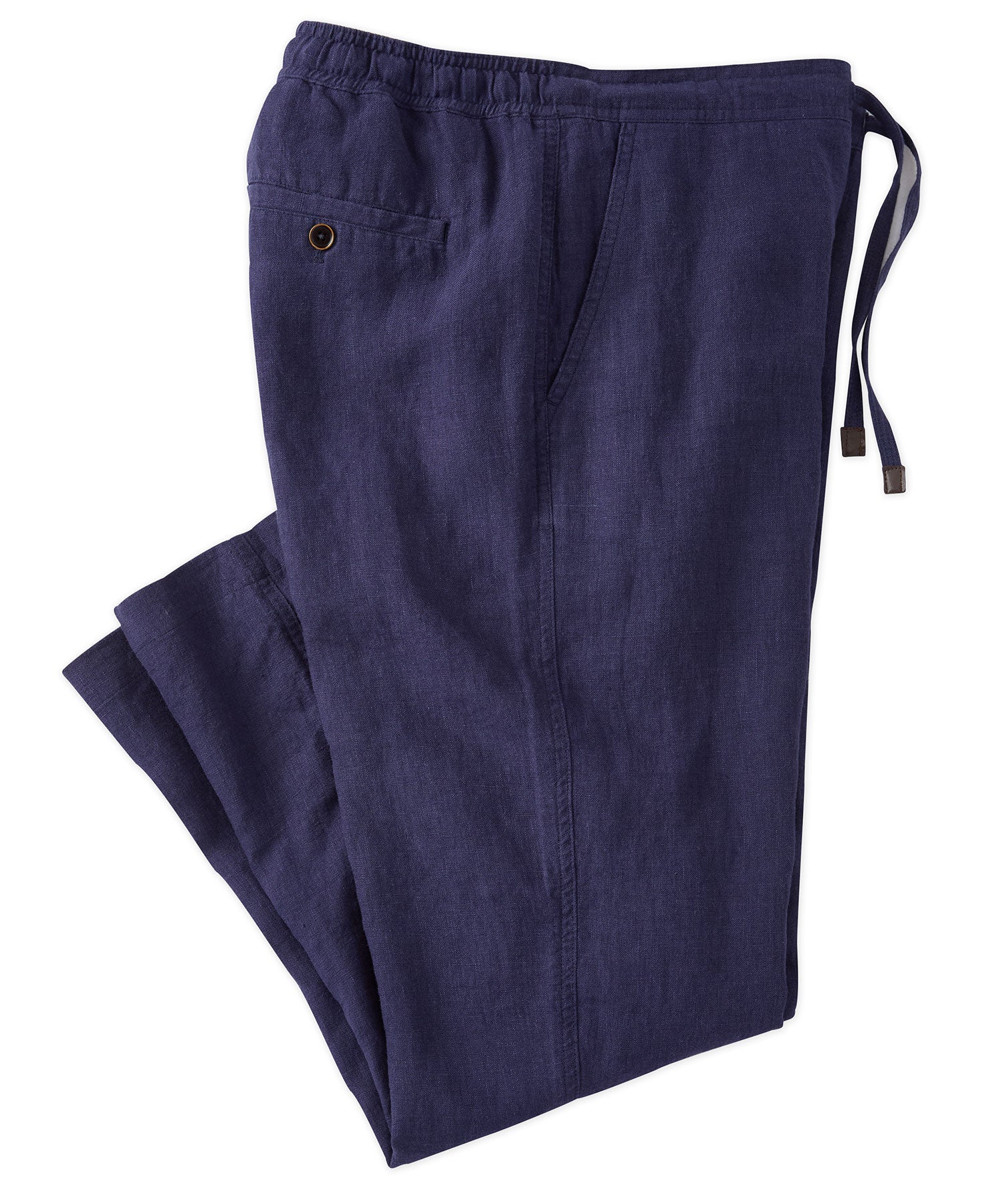 Pure Linen Drawstring Casual Pant in Navy by Borgo28