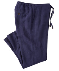 Pure Linen Drawstring Casual Pant in Navy by Borgo28