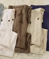 Pure Linen Drawstring Casual Pant in Taupe by Borgo28