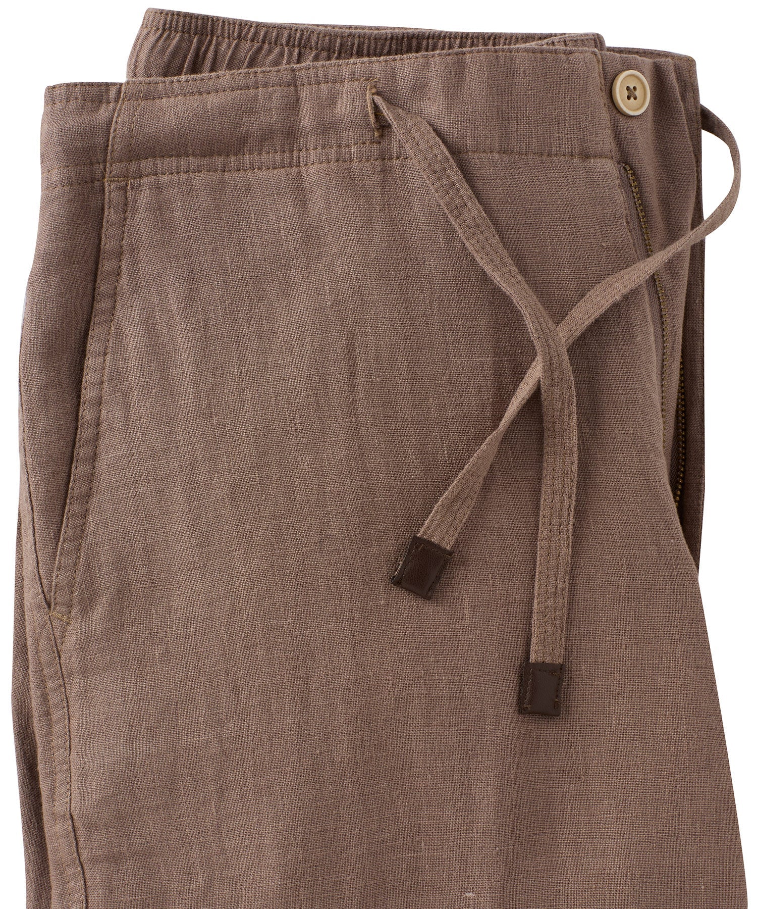 Pure Linen Drawstring Casual Pant in Taupe by Borgo28