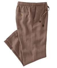 Pure Linen Drawstring Casual Pant in Taupe by Borgo28
