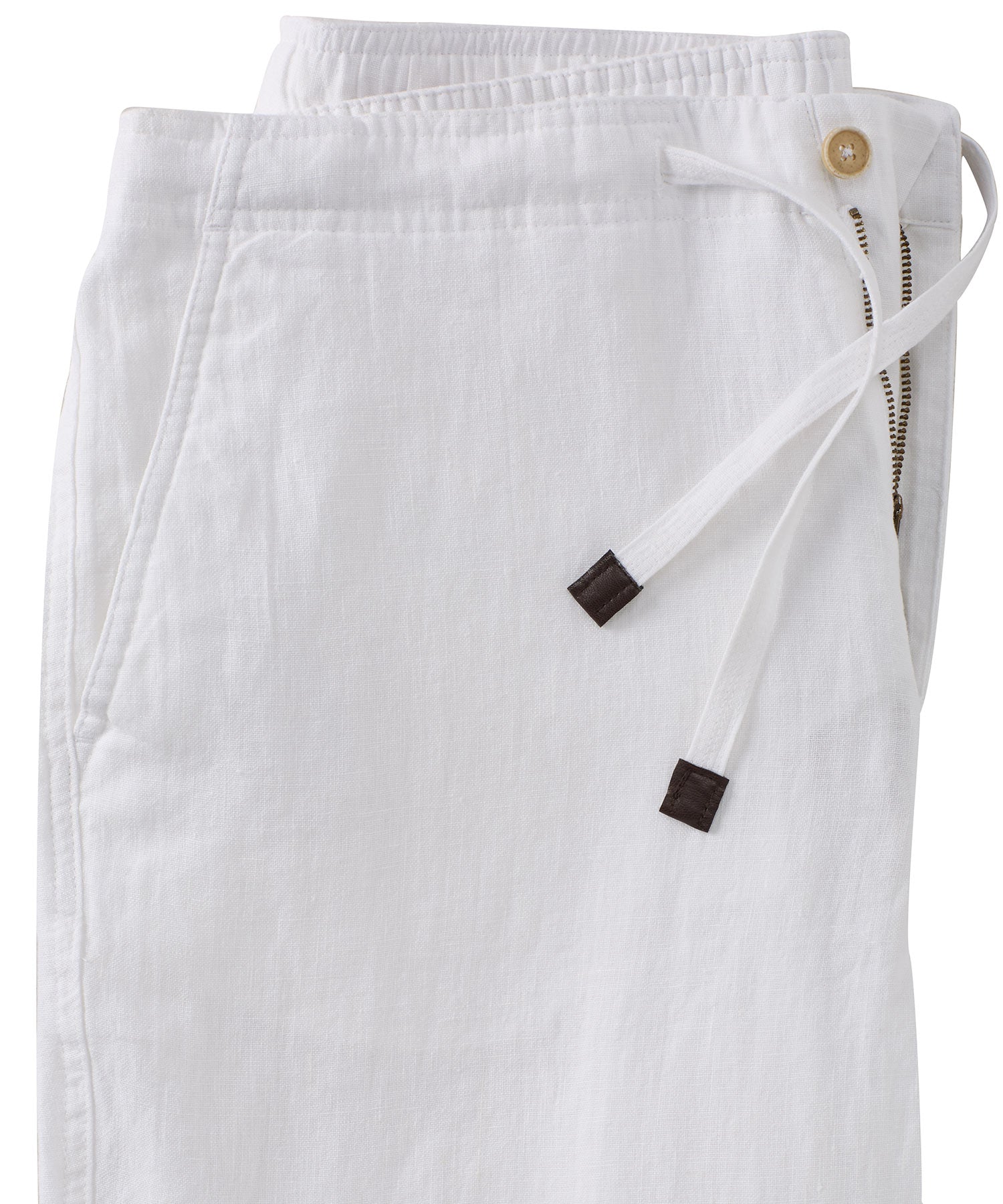 Pure Linen Drawstring Casual Pant in White by Borgo28