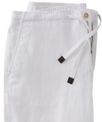 Pure Linen Drawstring Casual Pant in White by Borgo28