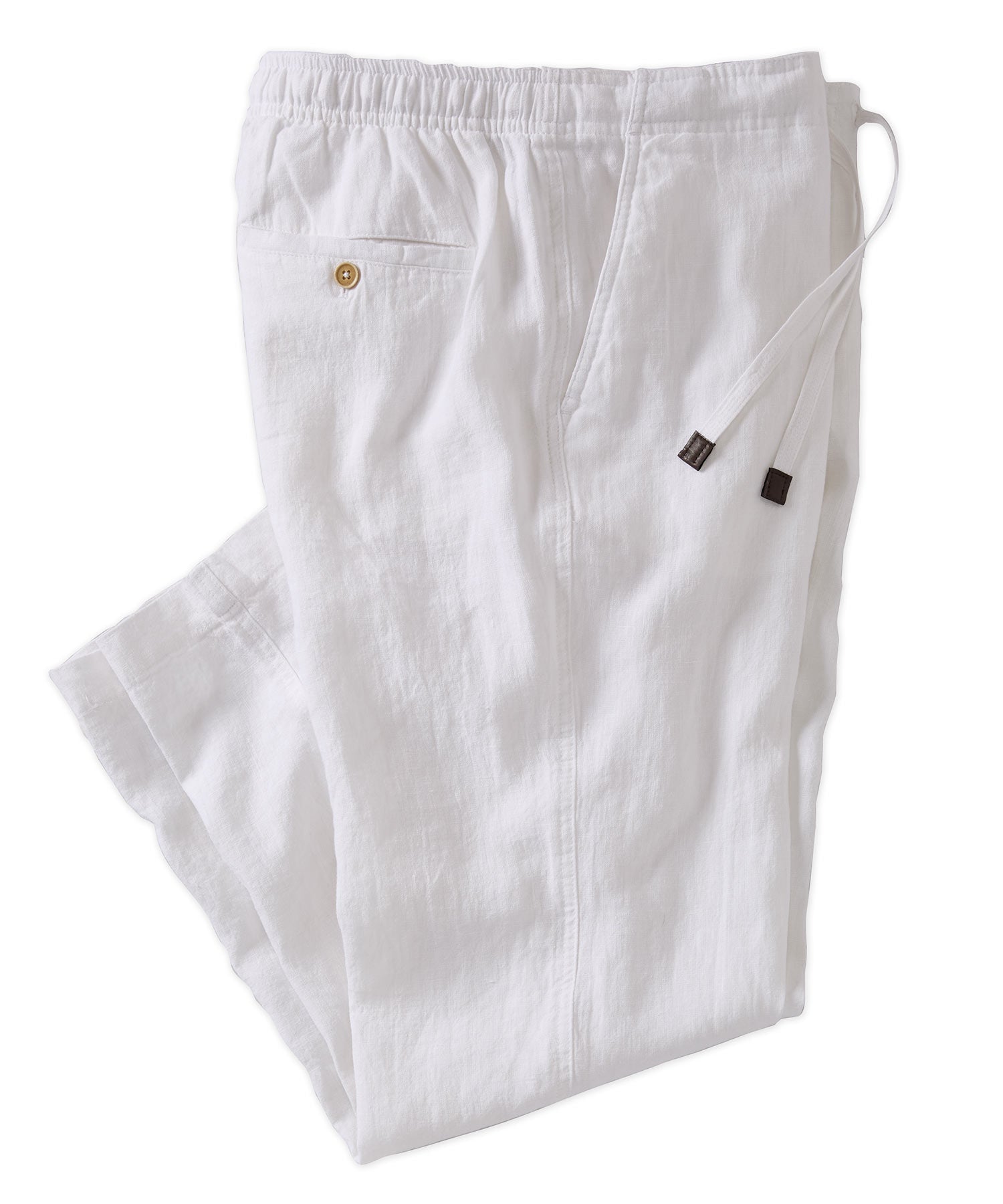 Pure Linen Drawstring Casual Pant in White by Borgo28