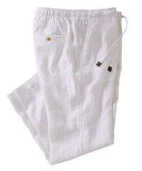 Pure Linen Drawstring Casual Pant in White by Borgo28