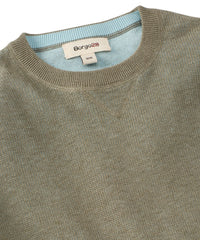 Reversible Cotton & Cashmere Sweater in Safari Green/Pale Aqua by Borgo28