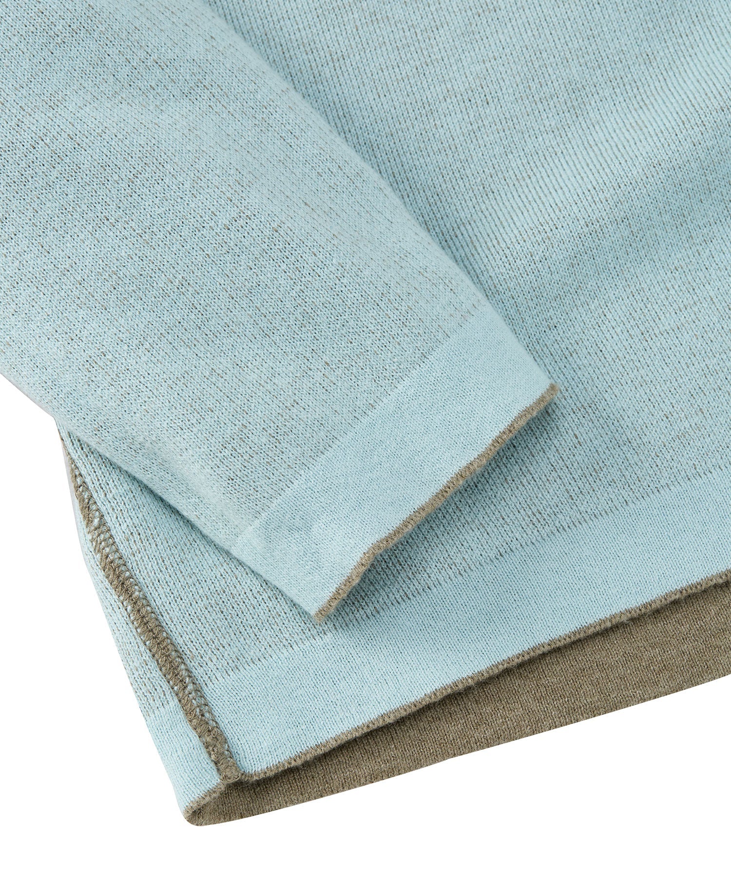 Reversible Cotton & Cashmere Sweater in Safari Green/Pale Aqua by Borgo28